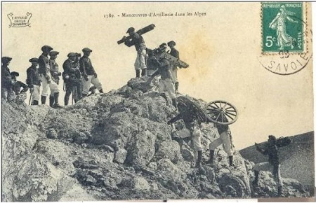 Manœuvre d'artillerie alpine dans les Alpes en 1909